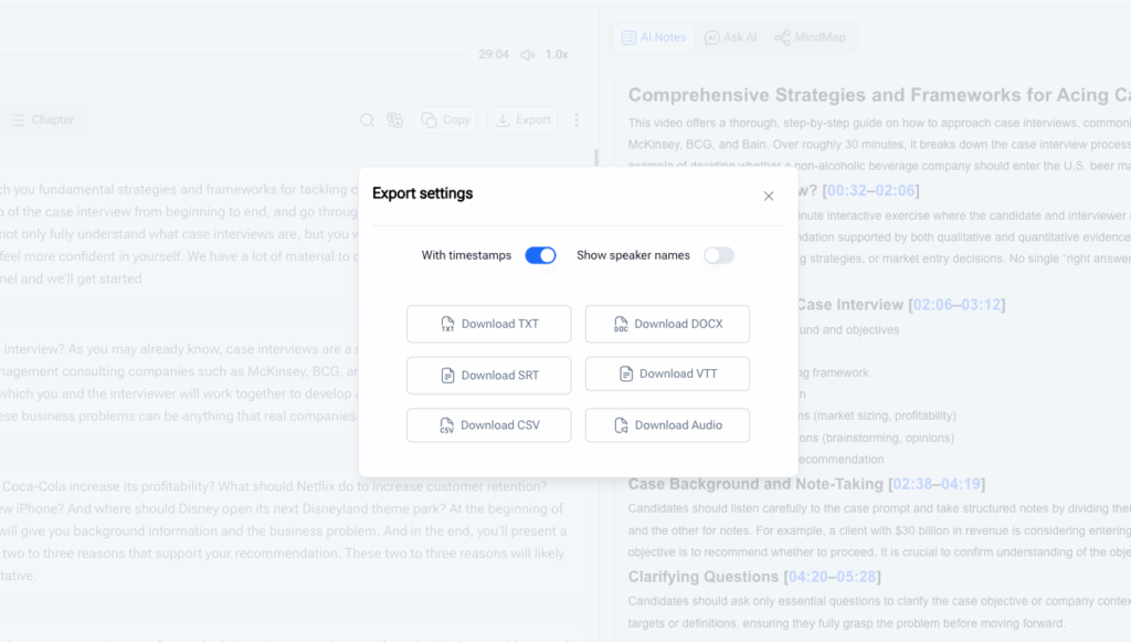 Step 5: Export and Use Your Transcript