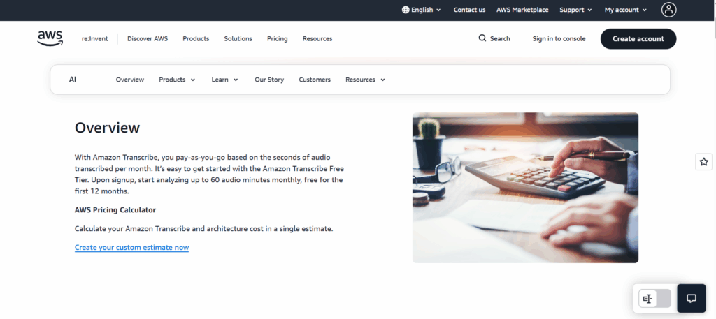 Amazon Transcribe fits developers whose video or audio already lives in AWS