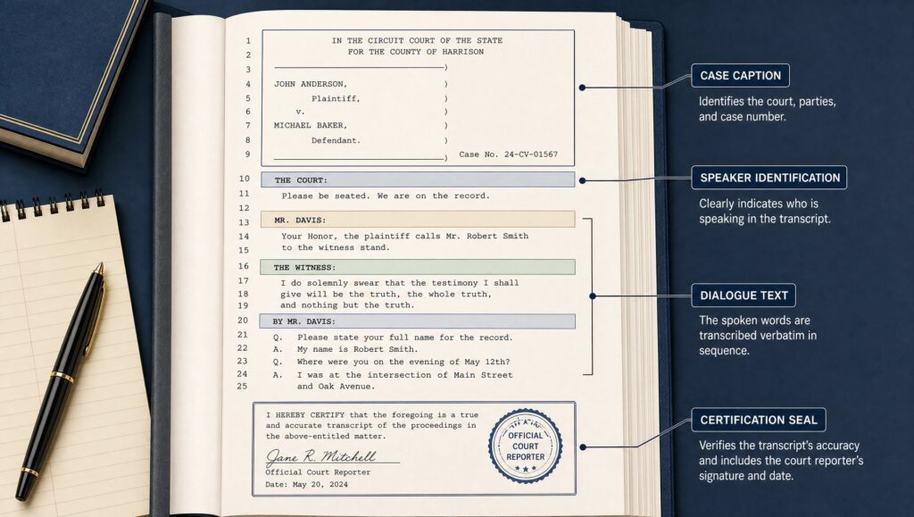 Key Components of a Court Transcript