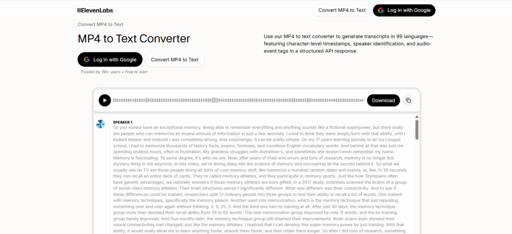 ElevenLabs: Best for Detailed Transcript Control