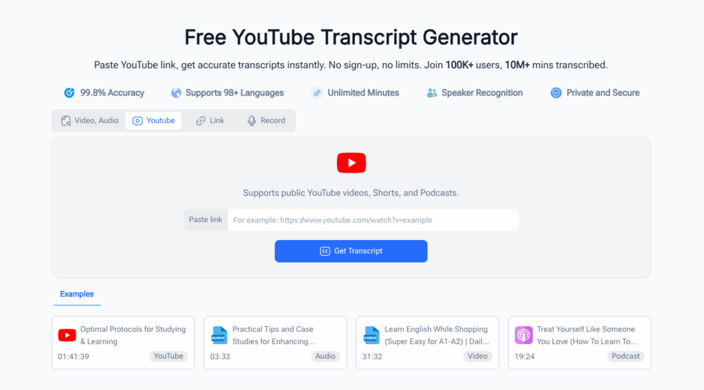 Video Transcriber AI - Free & High-Accuracy Tool to Transcribe YouTube Video