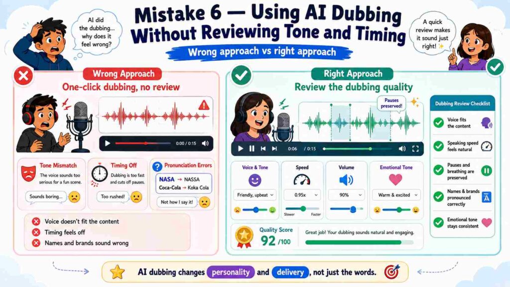 Using AI Dubbing Without Reviewing Tone and Timing First