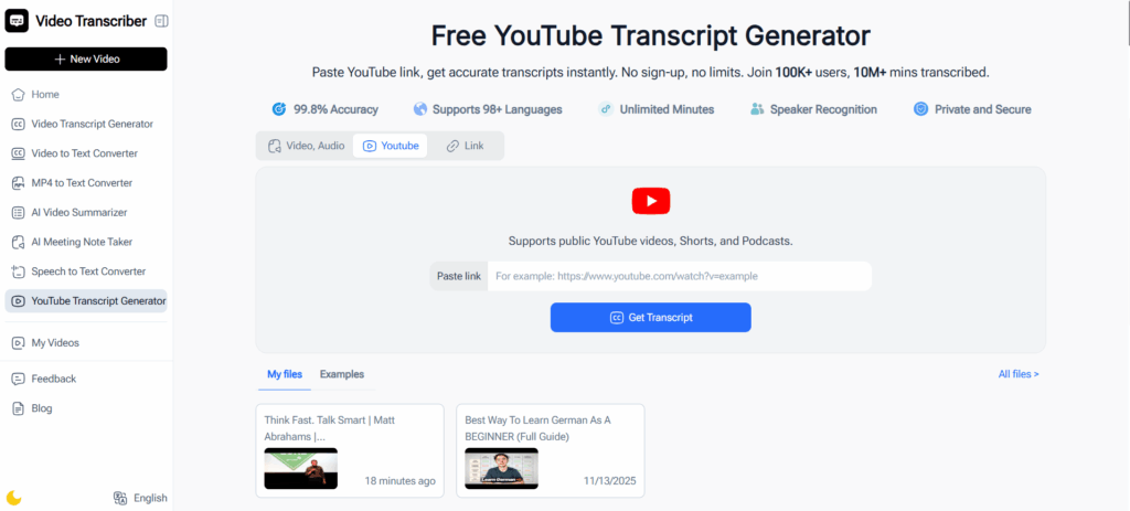 Video Transcriber AI – Fast, Accurate, and Built for YouTube