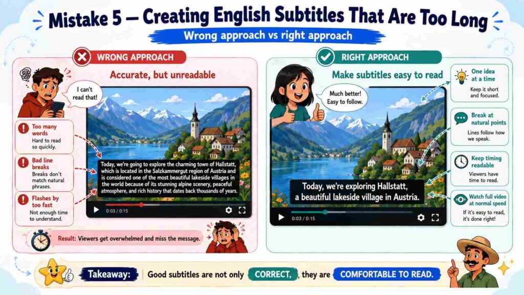 Creating English Subtitles That Are Too Long to Read