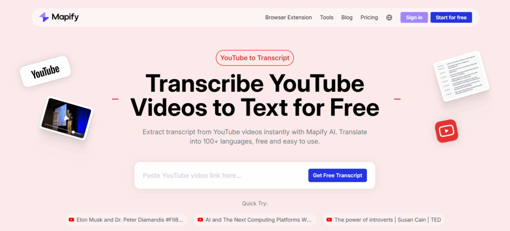 Mapify – Visualize Your YouTube Transcripts