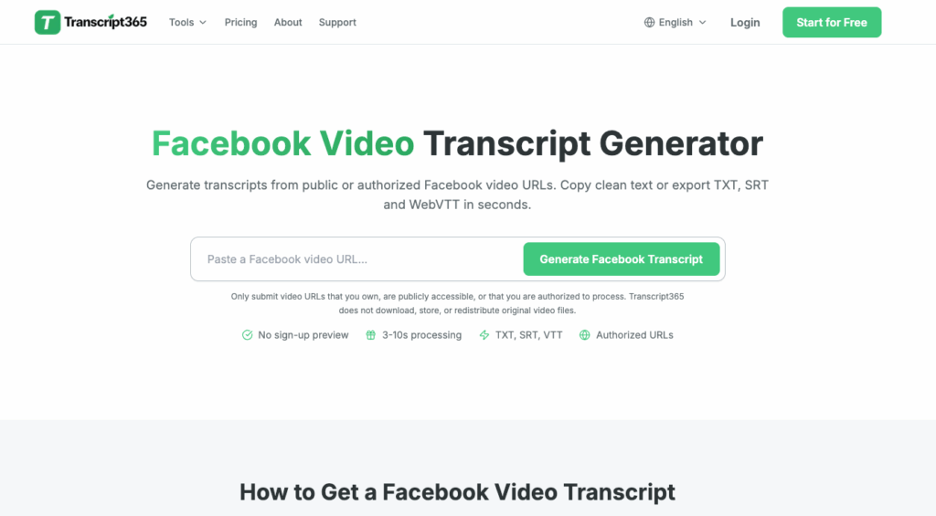 Transcript365: Transcribe Facebook Video with a Browser Extension That Just Works
