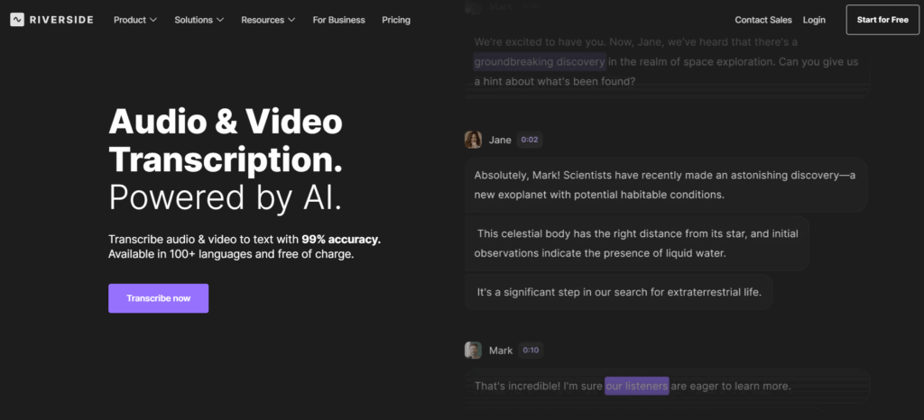Riverside’s Video Transcription Features