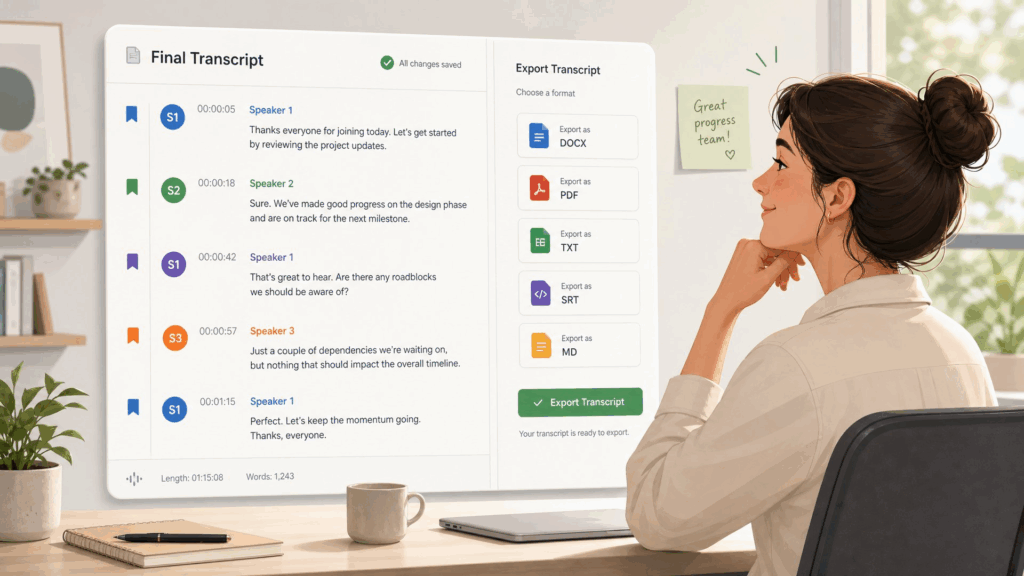 Step 5: Export and Use Your Transcript