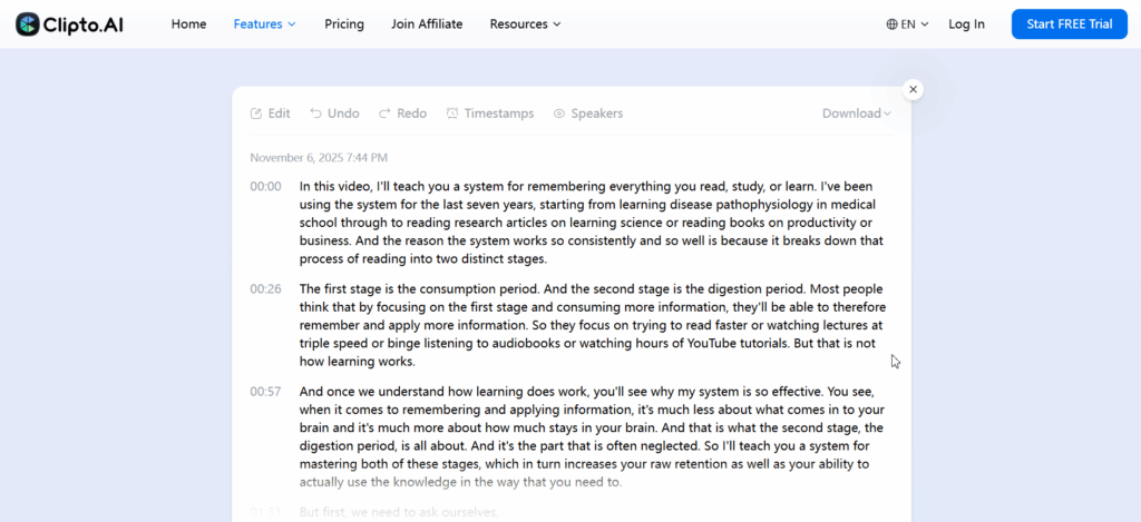 Clipto – Lightweight and Fast Video to Text Conversion
