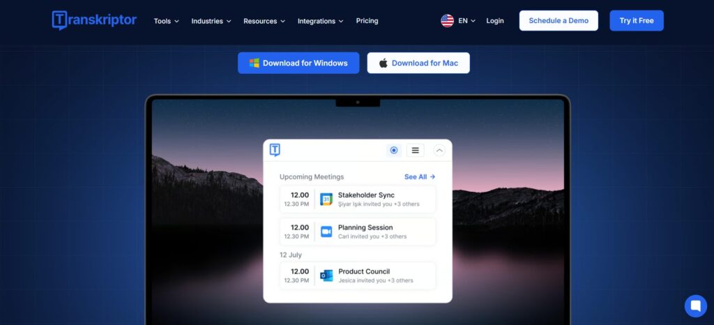 Transkriptor Desktop App: Best for Bot-Free Meeting Capture