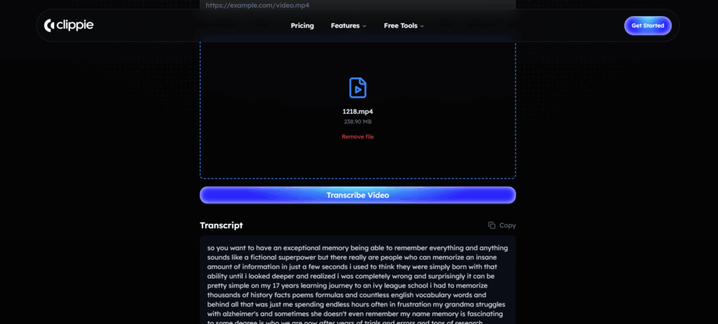 Clippie AI – Short Video Transcription for Social Content
