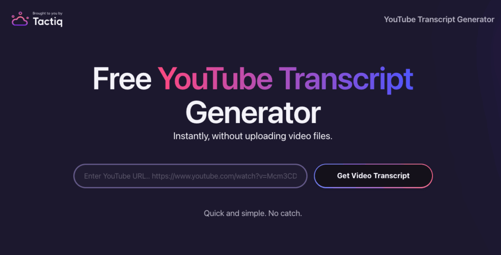 Tactiq.io All-in-One Platform to Transcribe YouTube Video & Edit Transcripts