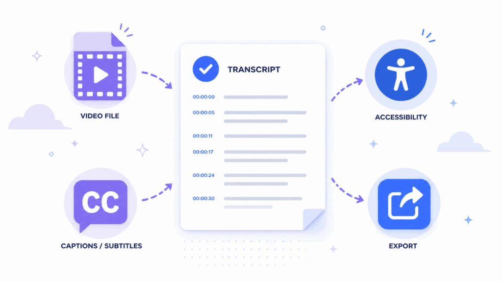 Free video transcription workflow summary