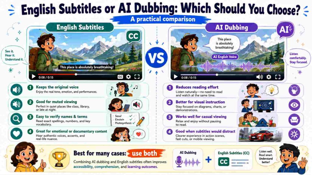 English Subtitles or AI Dubbing: Which Should You Choose?