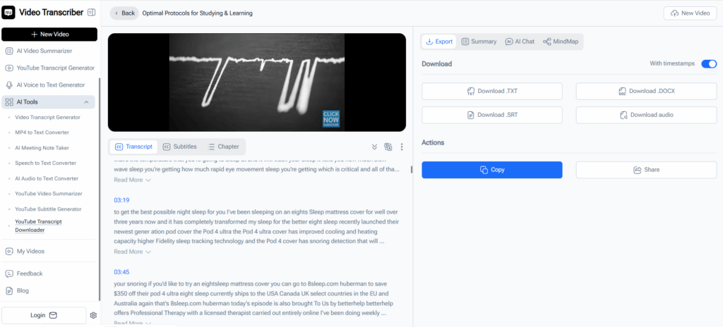 Video Transcriber AI – Download YouTube Transcripts from Non-Subtitle Videos