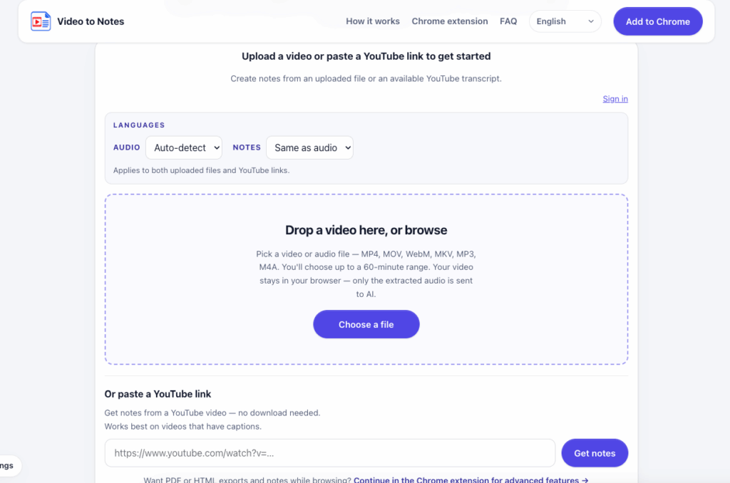 Video to Notes: Private, In-Browser Conversion