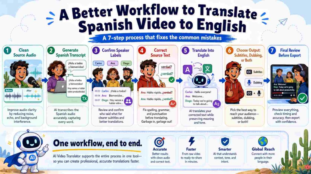 A Better Workflow to Translate Spanish Video to English