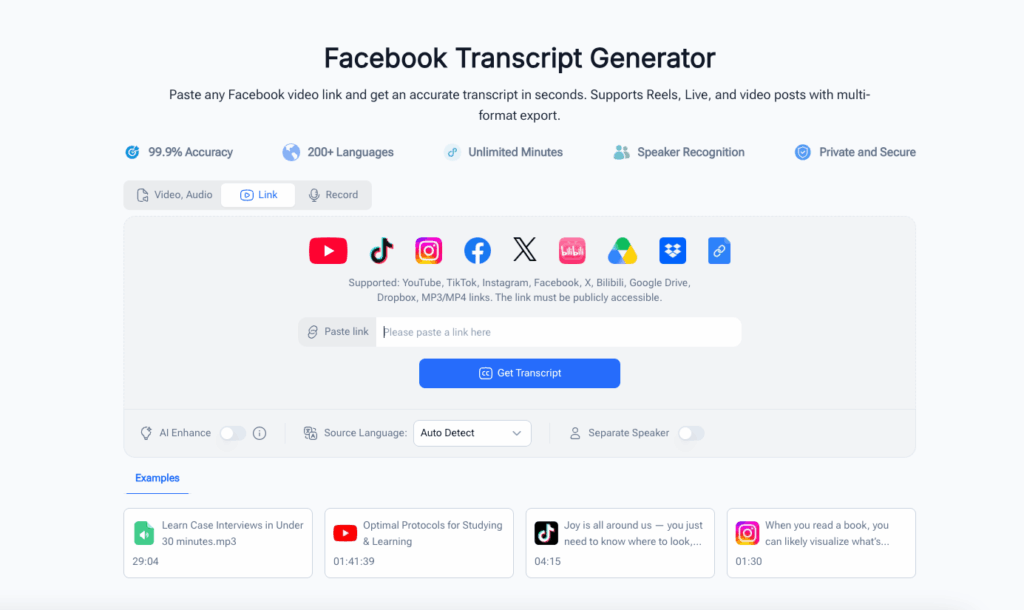 Video Transcriber AI: Transcribe Facebook Video for Free, No Sign-Up Required