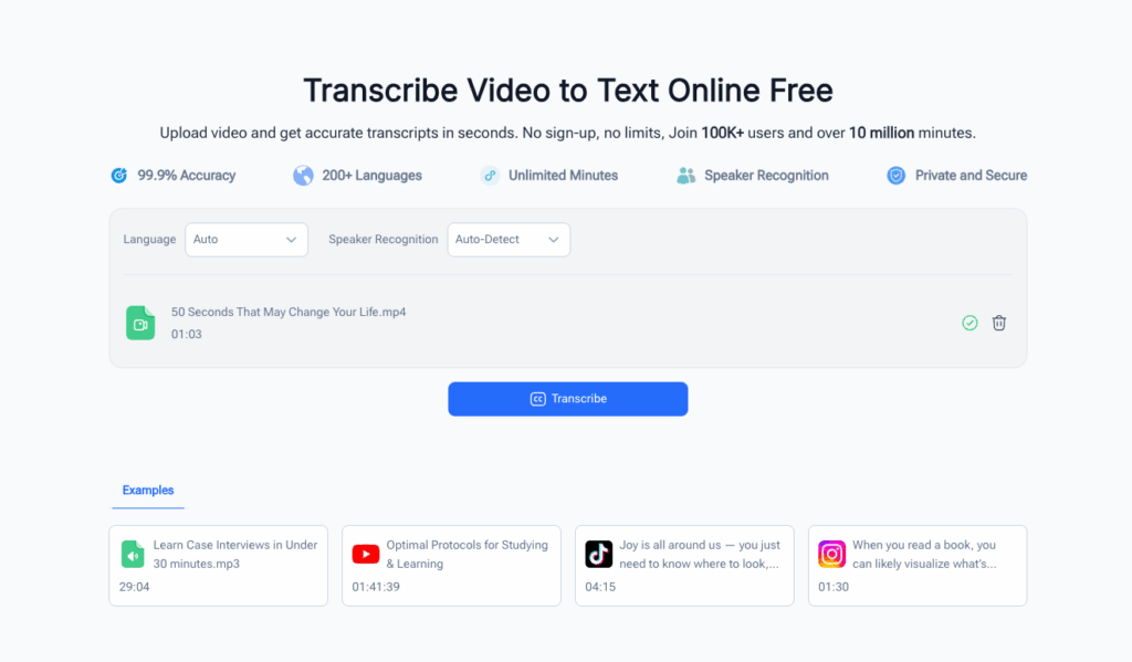Video Transcriber AI Speaker Recognition Accuracy Mode