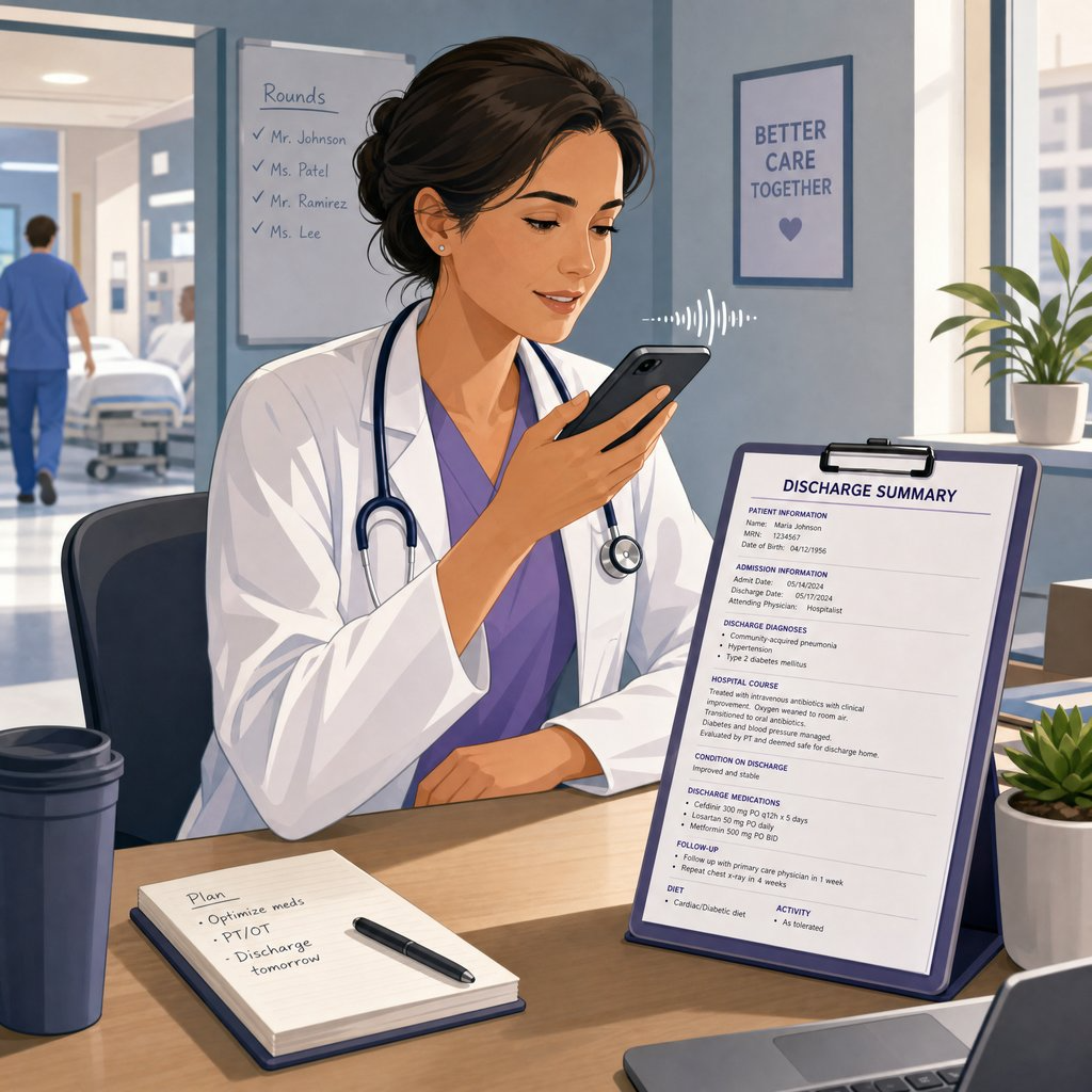 Example 1: A Doctor Turning Rounds Dictations into Discharge Summaries