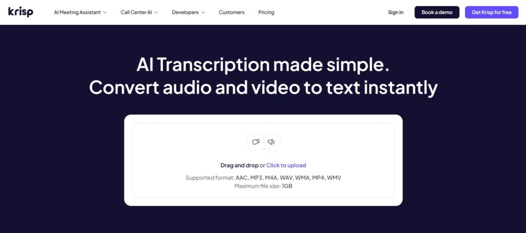 Krisp - Best for Meeting and Call Transcription With Noise Cancellation