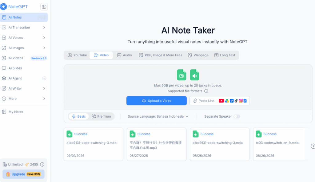 NoteGPT: The Transcriber of WAV File That Also Summarizes Your Notes