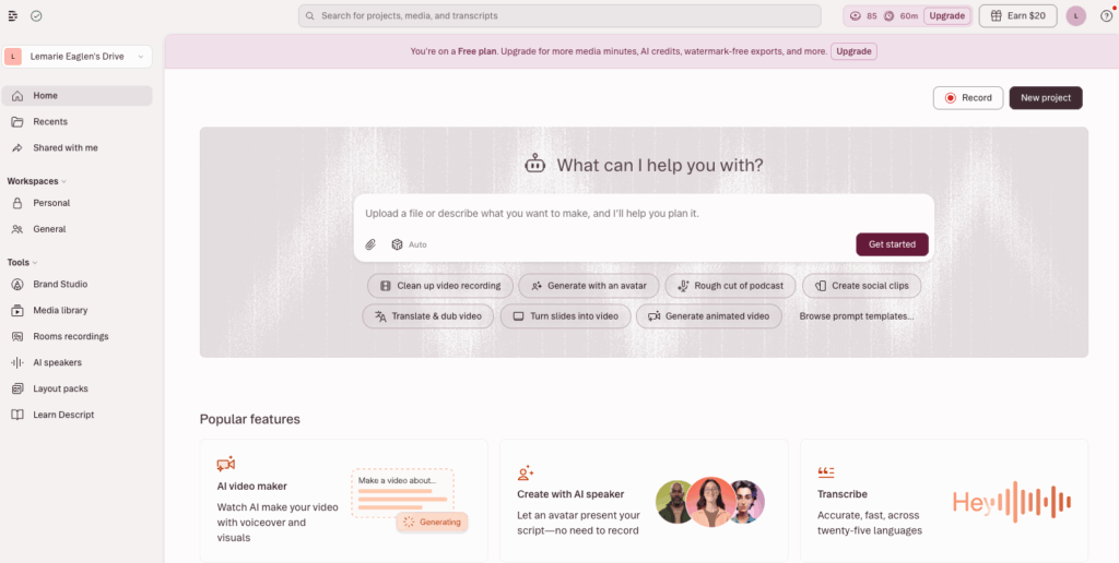 Descript: Best Desktop Speech to Text Software for Creators