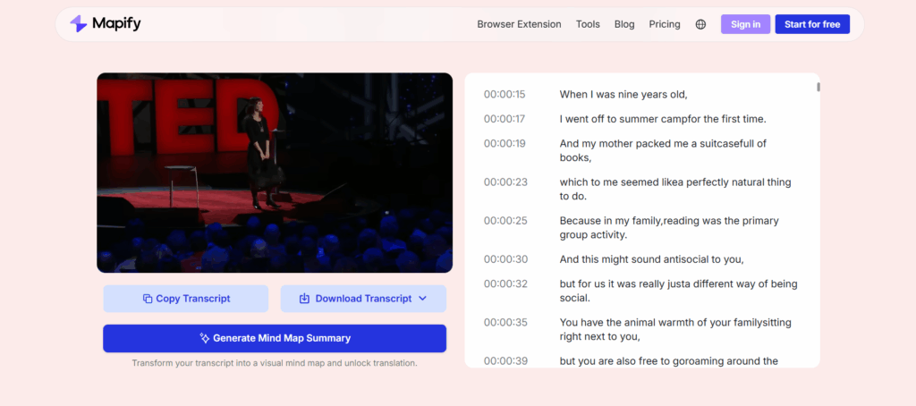 Mapify – Visualize Your YouTube Transcripts