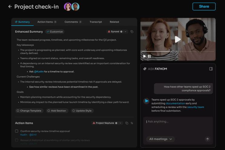 Fathom: The Free AI Note Taking App That Is Free Forever