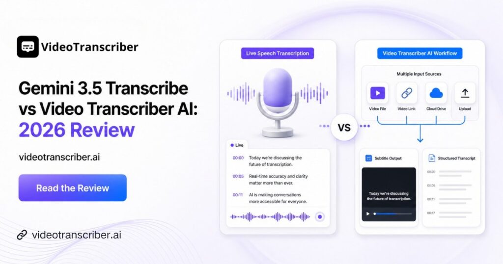 Gemini 3.5 Transcribe vs Video Transcriber AI: 2026 Review