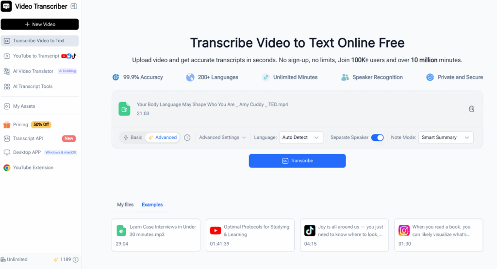 Step 2: Pick the Language and Audio Source