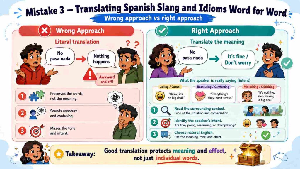 Translating Spanish Slang and Idioms Word for Word Instead of by Meaning