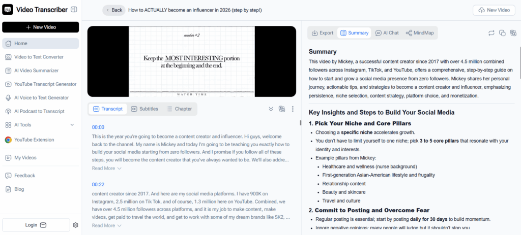 Video Transcriber AI — The Most Multilingual Summarize YouTube Video Tool