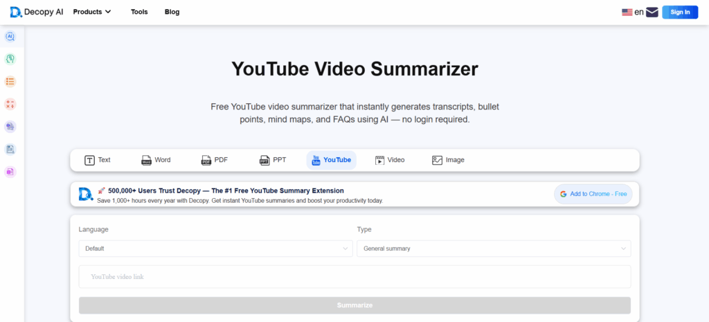 Decopy AI - Simple and Effective Free Video Summarizer