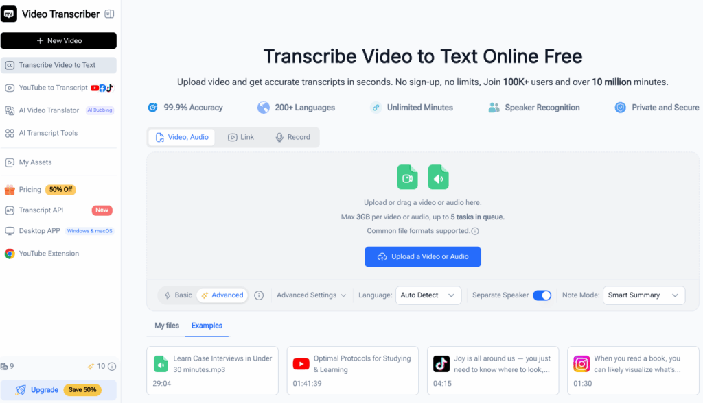 Video Transcriber AI: The Transcriber of WAV File for Video and Audio Uploads