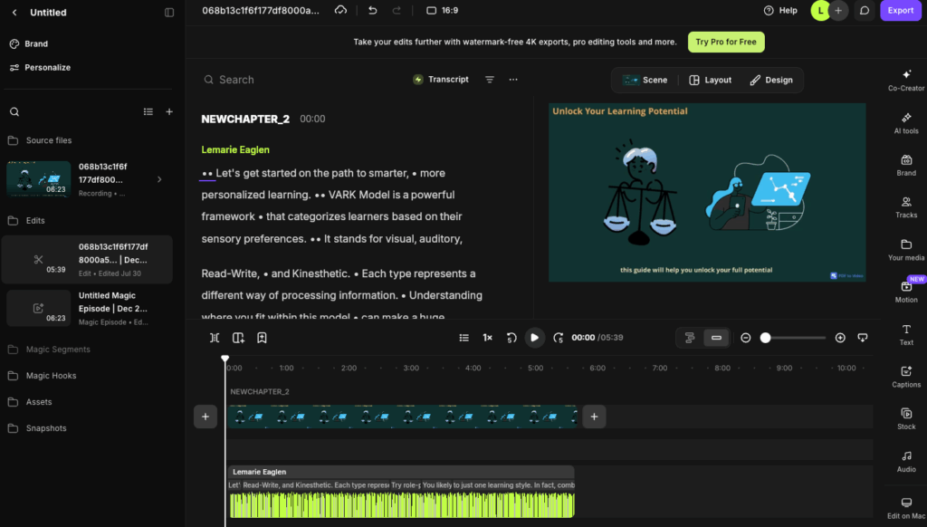3. Riverside: Best for Recording, Transcribing, and Editing
