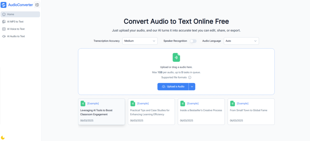 Audio Converter AI – Fast, Accurate, and Bulk Video Transcription