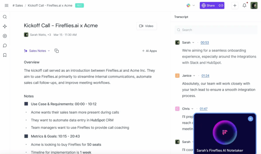 Fireflies.ai: The Free AI Note Taking App for Team Meetings