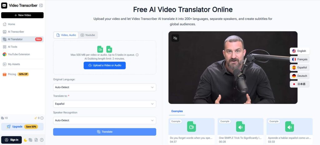 Video Transcriber AI — Best for 200+ Languages and Editable Dual Subtitles