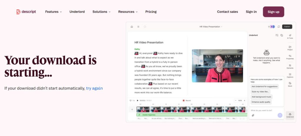 Descript: Best Desktop Speech to Text Software for Creators