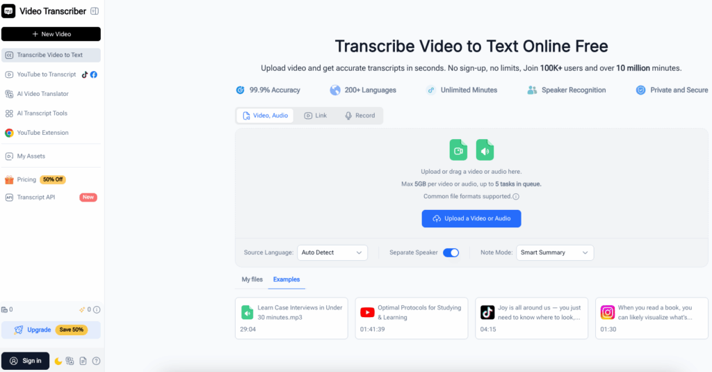 Step 1: Upload Your Audio or Video Recording