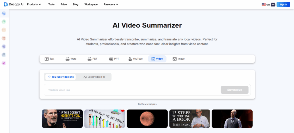 Decopy AI: The YouTube Speed Specialist