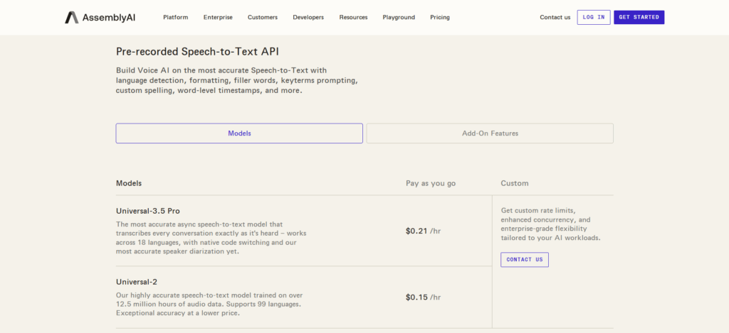 AssemblyAI is better viewed as a speech AI platform than a URL-first video transcript API