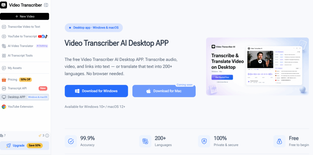 Video Transcriber AI Desktop App: Best Desktop Speech to Text Software for Large Files