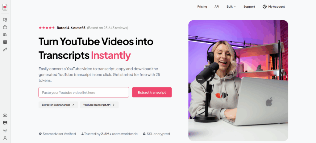 YouTube-Transcript.io: Best for Quick Summaries and Content Ideas