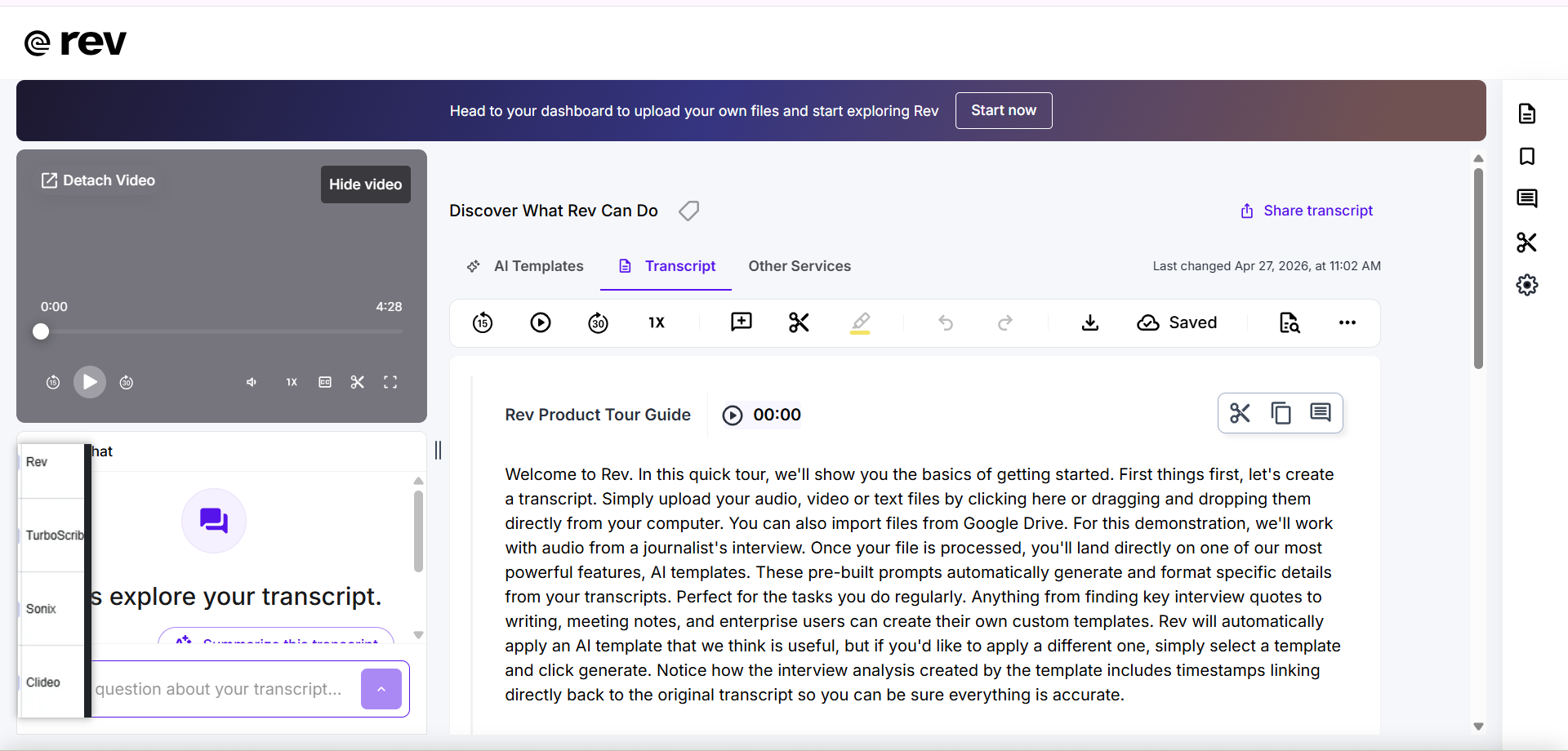 Rev transcription page