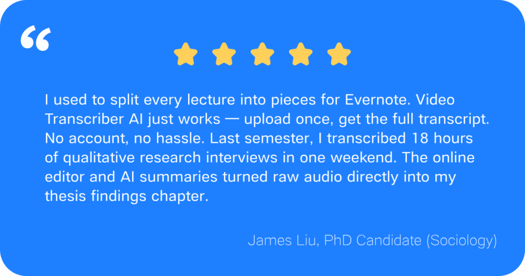 User's comment on Video Transcriber AI