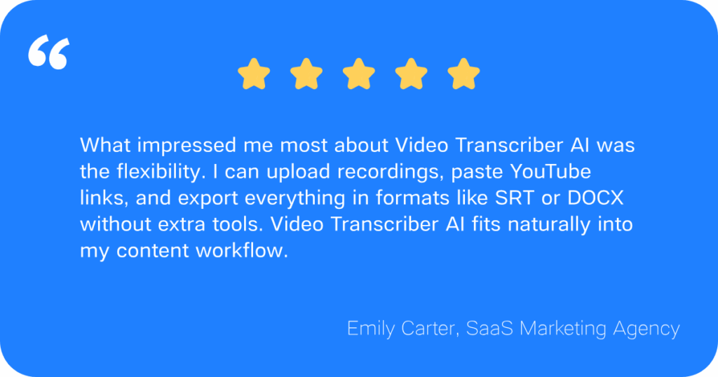 User's comment on Video Transcriber AI