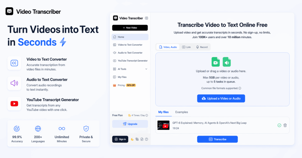 Video Transcriber AI virtue