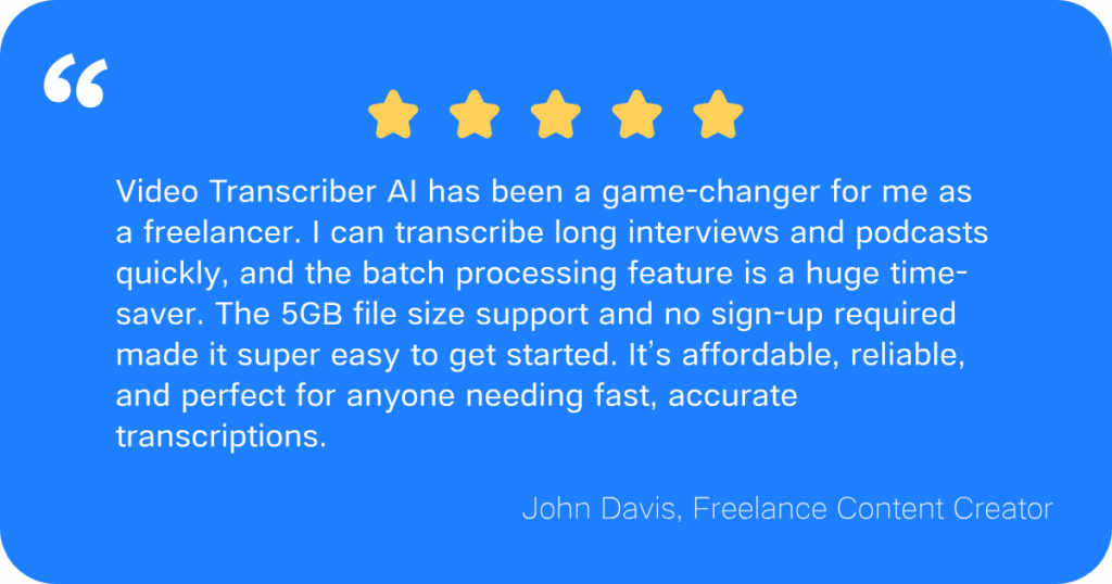 User's comment on Video Transcriber AI